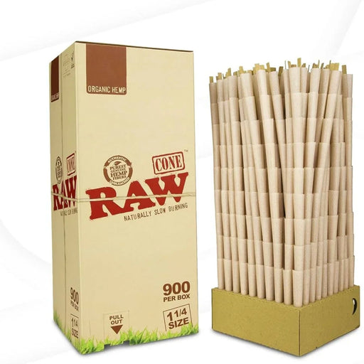 RAW Organic Hemp Conos tamaño 1¼ en Caja de 900 piezas para envío a todo México