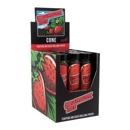 Caja de conos king size de RAW Terpene Enhanced sabor Strawberry Tree (fresa)