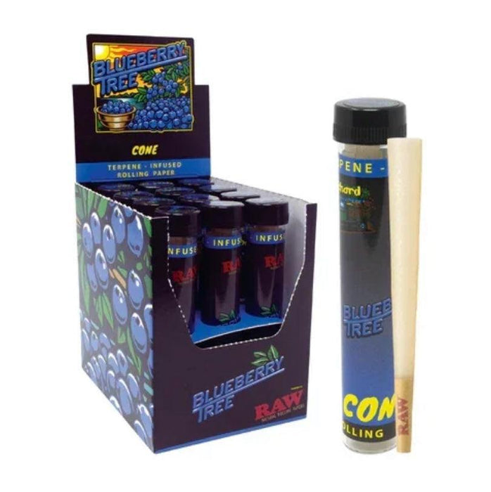 Caja de conos king size de RAW Terpene Enhanced sabor Blueberry (Mora azul)