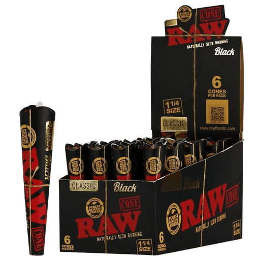 Conos RAW Black 1¼ Caja 32 x 6 (192) – Vuelo 420 Smoke Shop México