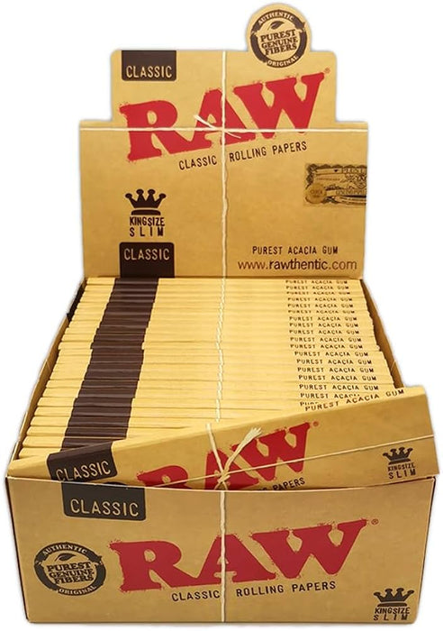 Papeles RAW King Size Caja – Classic KS Slim (50 pz) – Vuelo 420 Smoke Shop México