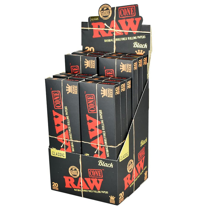 Conos RAW Pre-rolados Caja 12 x 20 (240) – Black King Size – Vuelo 420 Smoke Shop México