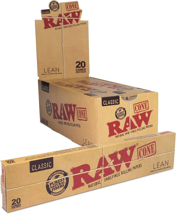 Conos RAW Pre-rolados Caja 12 x 20 (240) – Classic Lean – Vuelo 420 Smoke Shop México