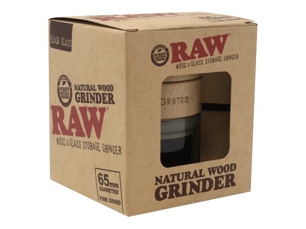 Grinder RAW Madera y Vidrio 3 Piezas – Vidrio Negro – Vuelo 420 Smoke Shop México