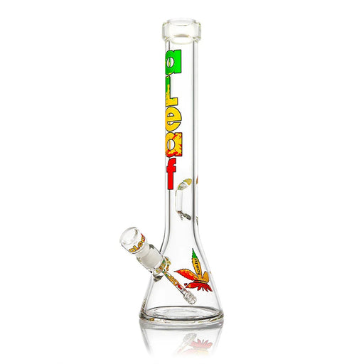 Bong aLeaf Beaker 18" Vidrio 9mm – Rasta – Vuelo 420 Smoke Shop México