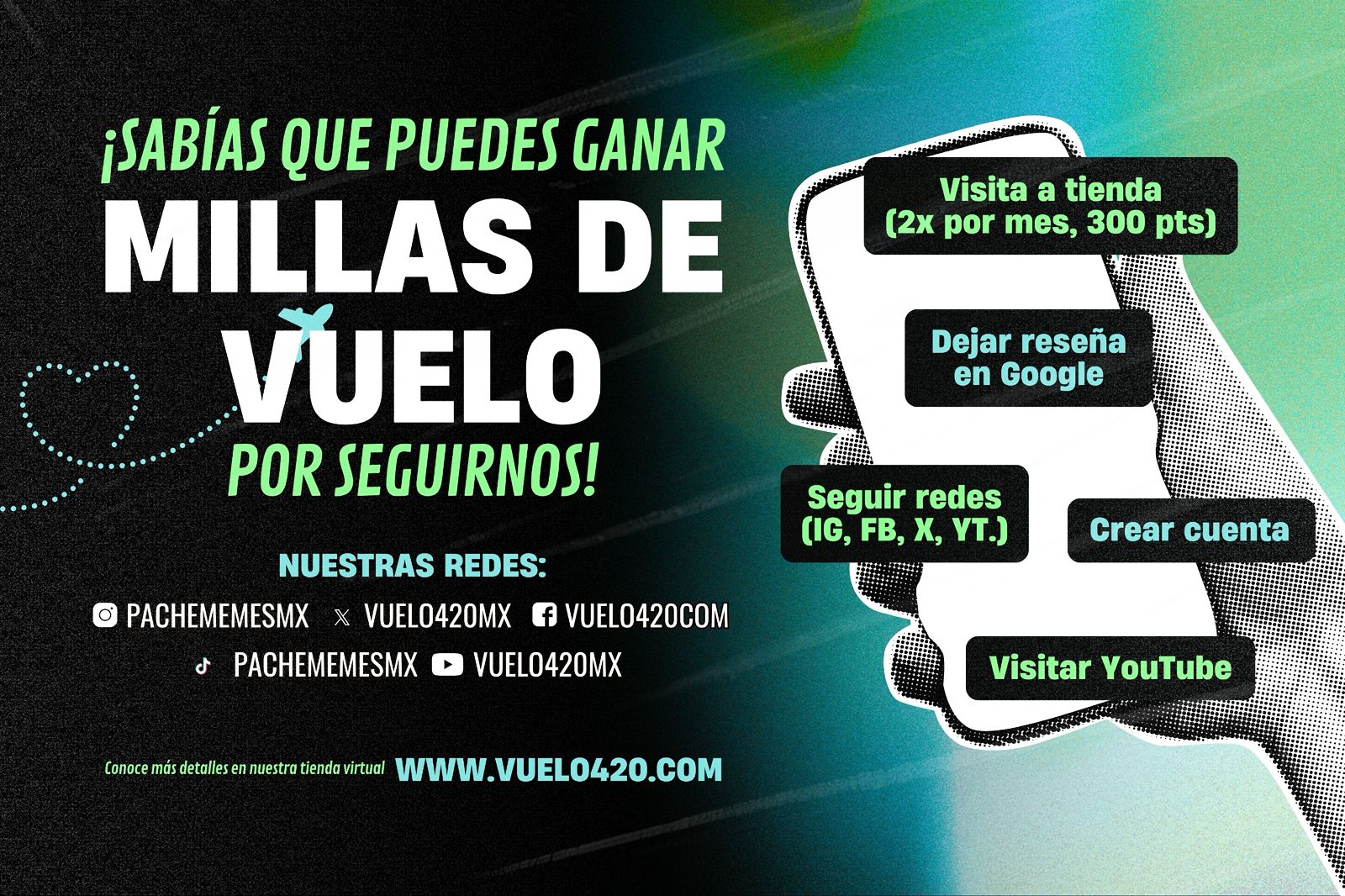 Sistema de Lealtad Cambia tus Millas de Vuelo por Descuentos en Vuelo 420 Smoke Shop + Vaporizadores de Monterrey México