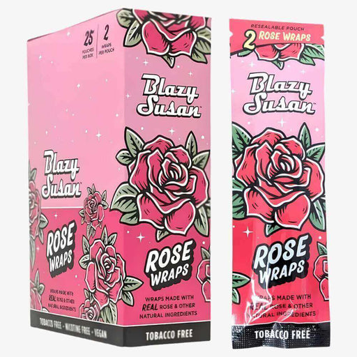 Esta caja contiene 2 Wraps de Rosa de Blazy Susan por cada empaque y es una caja de 25 piezas