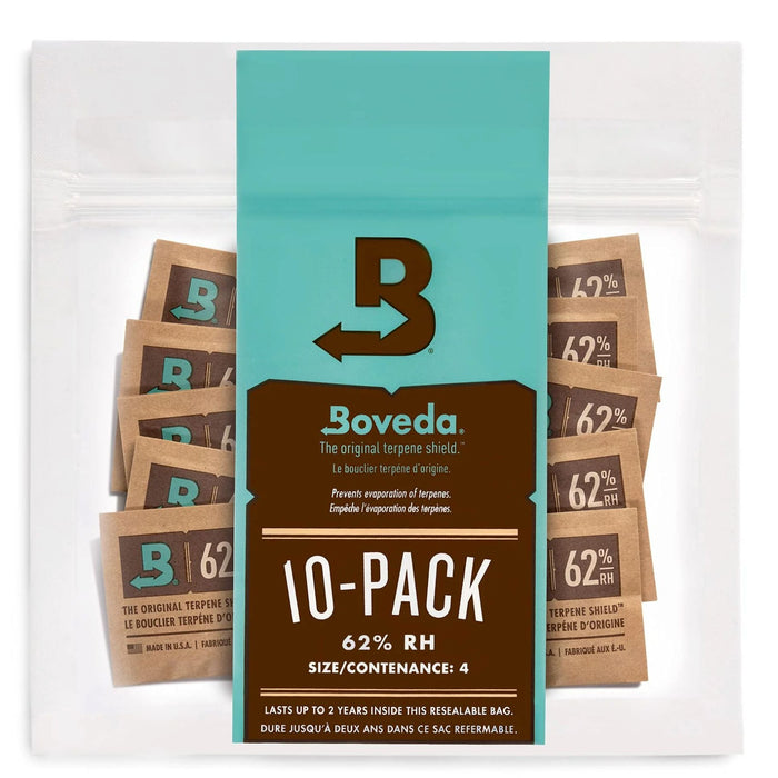 10 Pack de Boveda 62% RH para el control de la humedad de tus plantas de cannabis (Protege contra moho, exceso de sequedad y pérdida de terpenos)