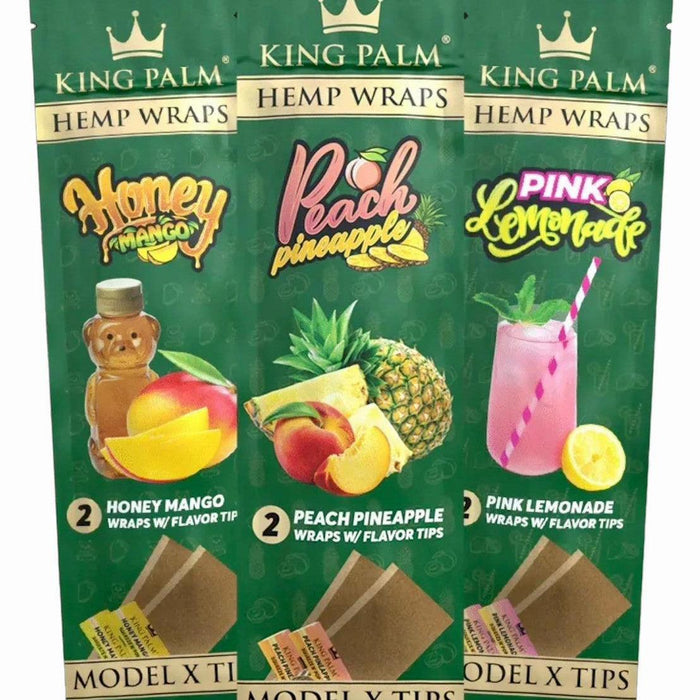 King Palm Hemp Wraps de 2 piezas por paquete (sabor: Honey Mango, Peach Pineapple, Pink Lemonade)