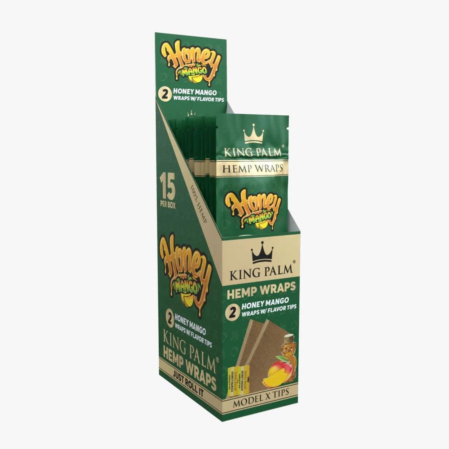 King Palm Hemp Wraps de 2 piezas por paquete en caja de 15 paquetes de sabor Honey Mango