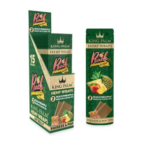 King Palm Hemp Wraps de 2 piezas por paquete en caja de 15 paquetes de sabor Peach Pineapple