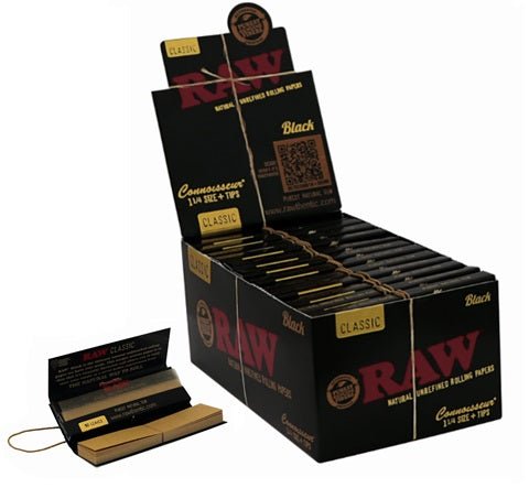 Papeles RAW Connoisseur KS Slim + Filtros – Black – Vuelo 420 Smoke Shop México