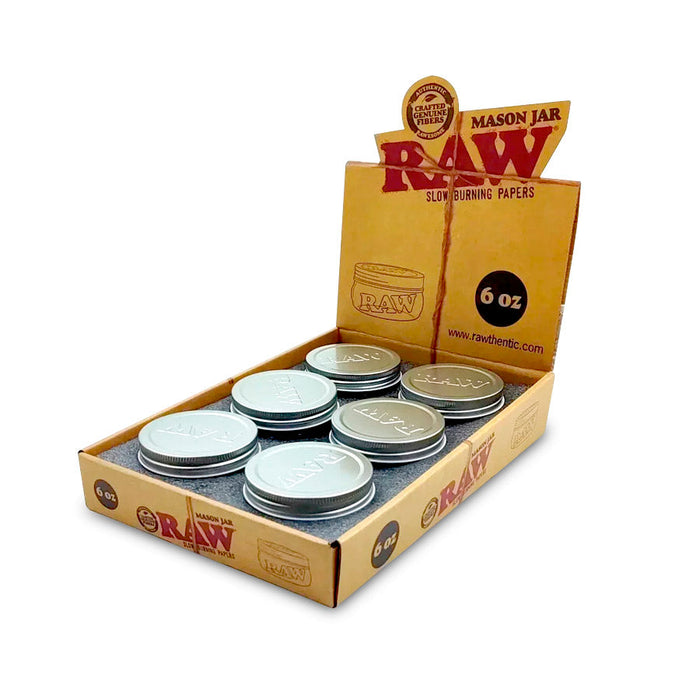 Frascos de Vidrio RAW Mason Jar 6 oz (Exhibidor 6 pz) – Vuelo 420 Smoke Shop México