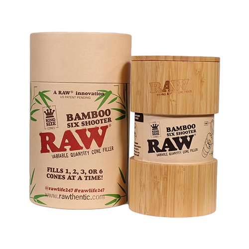 Rellenador de Conos RAW (Six Shooter, Cone Filler y Quick Shooter) – Six Shooter Bambú King Size – Vuelo 420 Smoke Shop México