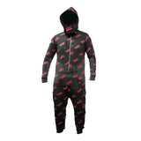 Pijama RAW Black Onesie en color negro con letras rojas (ropa para dormir)