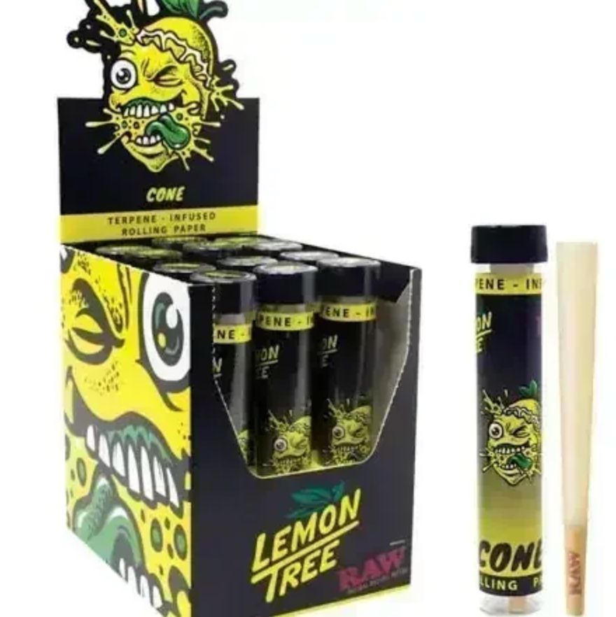 RAW Terpene Enhanced Lemon Tree Conos King Size Caja Vuelo 420 Smoke Shop Monterrey Mexico