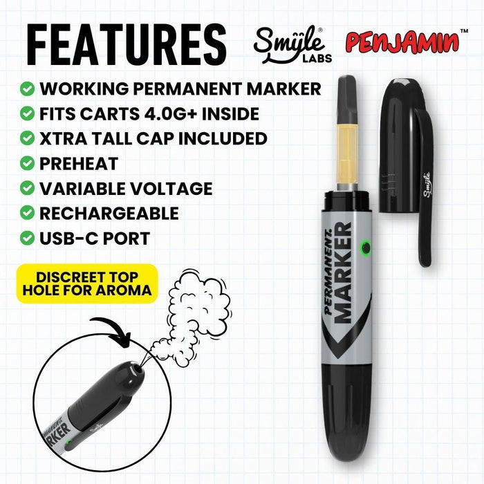 Smyle Labs Permanent Marker Penjamin Batería Cartuchos Gris Mexico Vuelo 420 Smoke Shop Monterrey