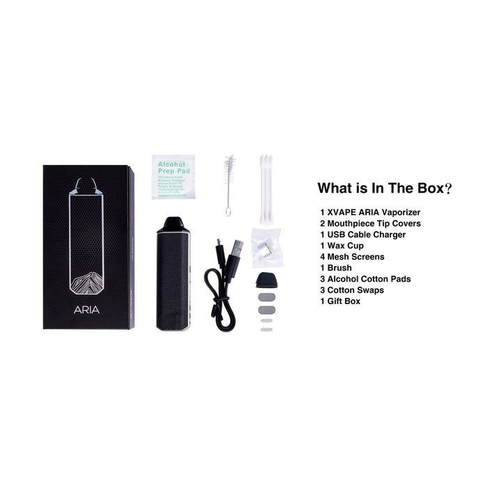 Esto incluye el vaporizador para hierbas secas y wax de cannabis XVape Aria - Vuelo 420 Smoke Shop Monterrey México