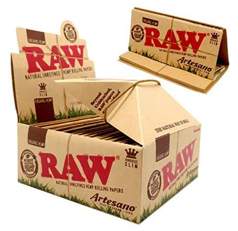 Papeles RAW Artesano Caja 15 pz – Organic King Size Slim – Vuelo 420 Smoke Shop México