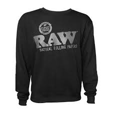 Sudadera Crewneck RAW Negra – Con bolsillo de cierre – 2XL – Vuelo 420 Smoke Shop México