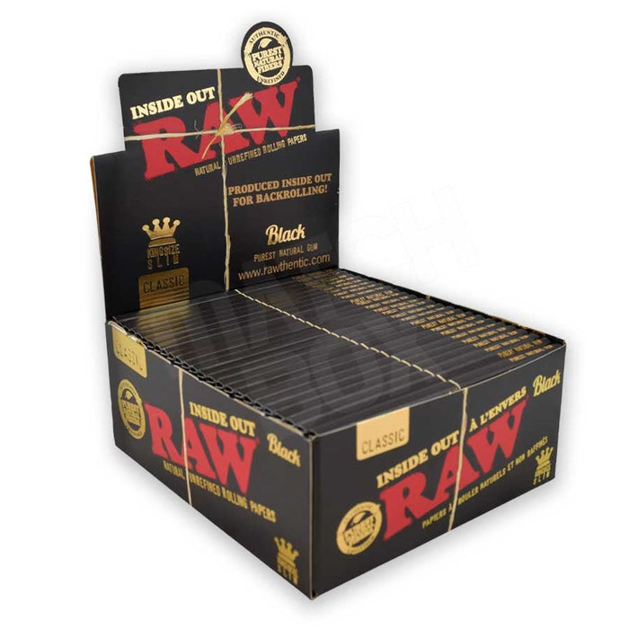Papeles RAW King Size Caja – Black Inside Out KS Slim (50 pz) – Vuelo 420 Smoke Shop México