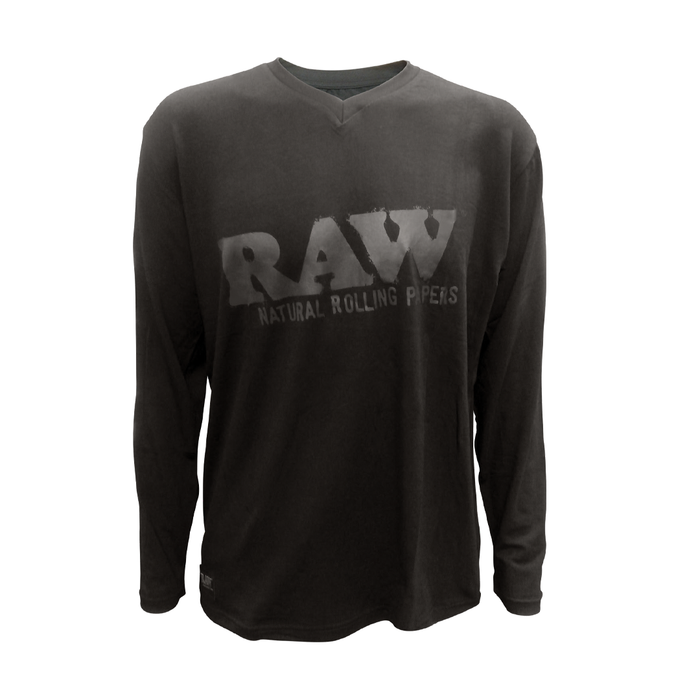 Playeras RAW de Manga Corta y Manga Larga – Manga Larga Cuello V Negra – 2XL – Vuelo 420 Smoke Shop México