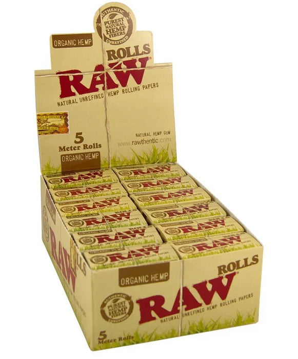 Rollos de Papel RAW Caja – Organic KS Slim 5 m (24 pz) – Vuelo 420 Smoke Shop México